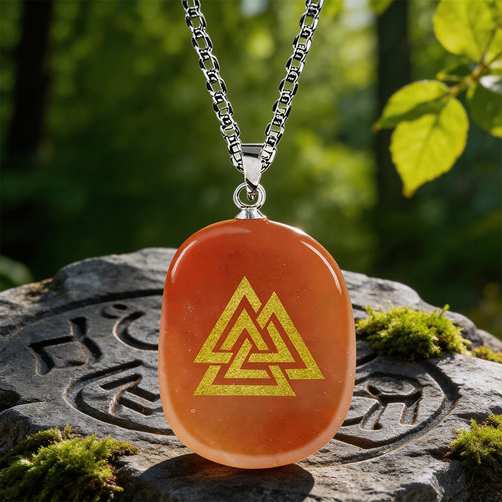 Valknut Strength Sigil Crystal Necklace