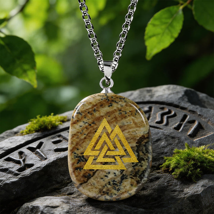 Valknut Strength Sigil Crystal Necklace