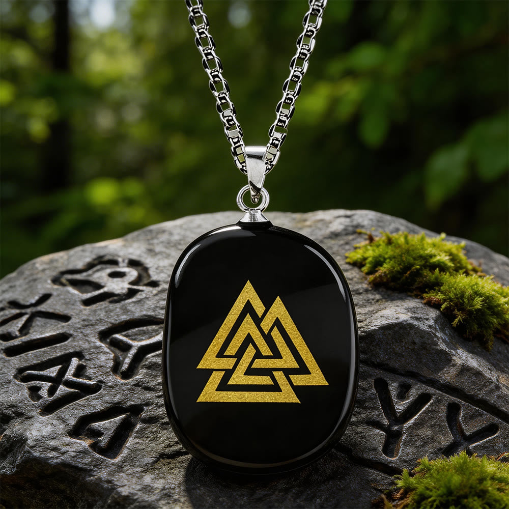 Valknut Strength Sigil Crystal Necklace