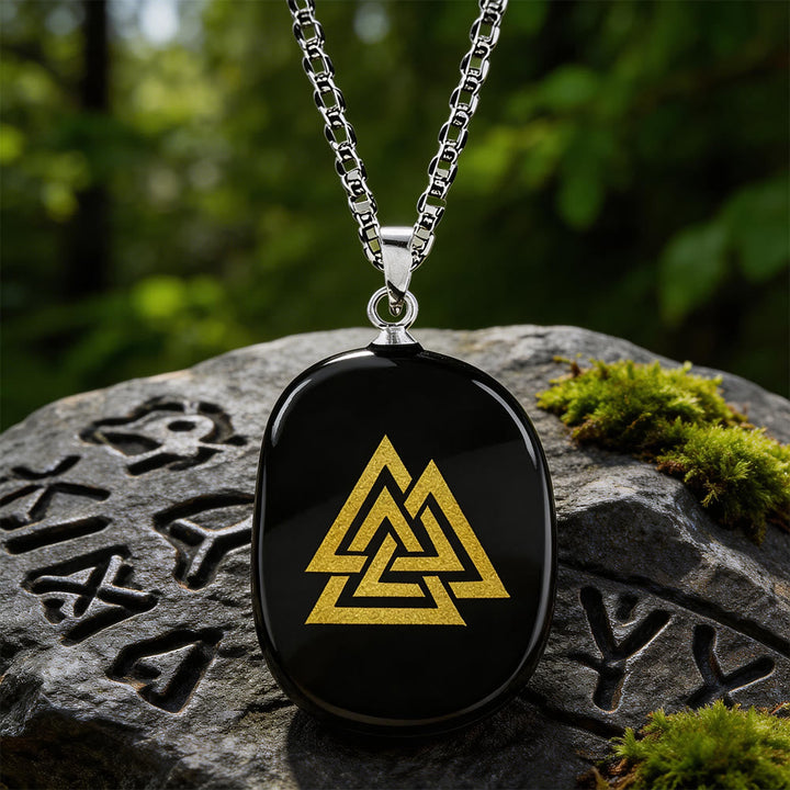 Valknut Strength Sigil Crystal Necklace
