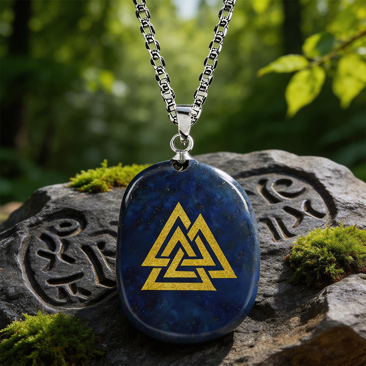 Valknut Strength Sigil Crystal Necklace