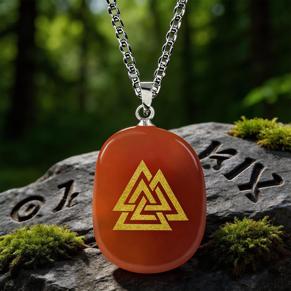 Valknut Strength Sigil Crystal Necklace