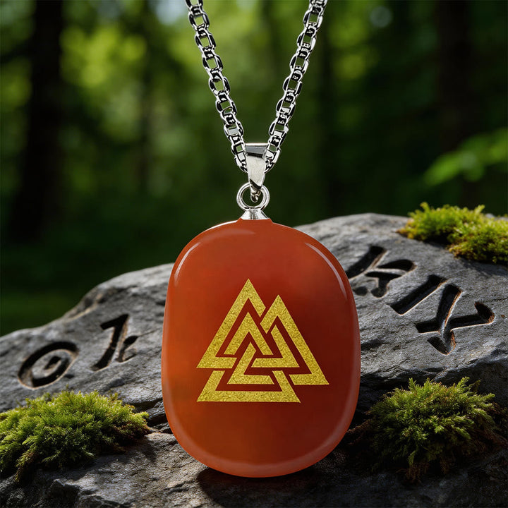 Valknut Strength Sigil Crystal Necklace