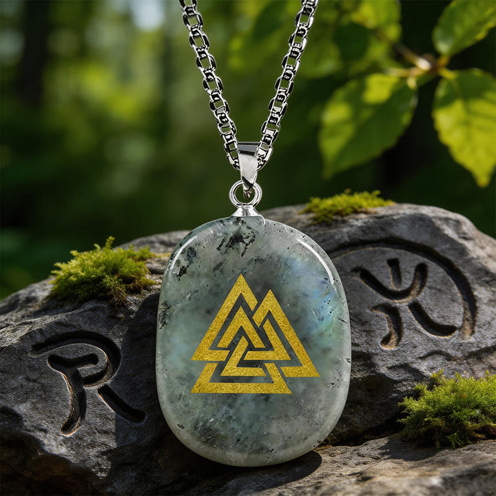Valknut Strength Sigil Crystal Necklace