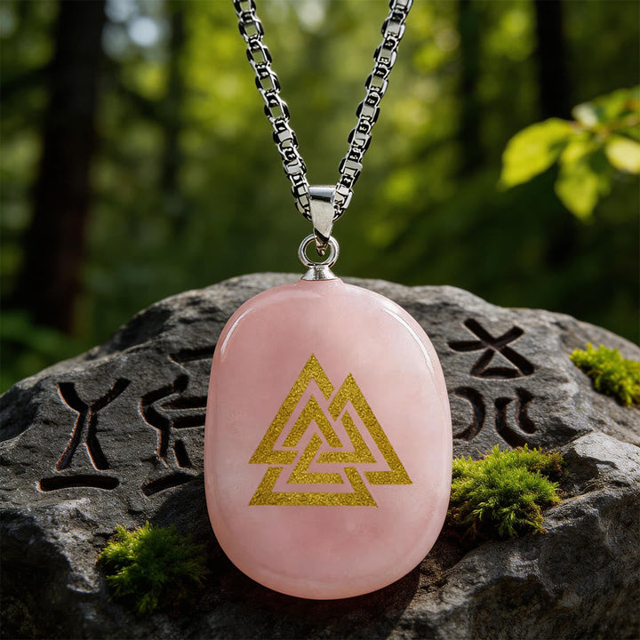 Valknut Strength Sigil Crystal Necklace