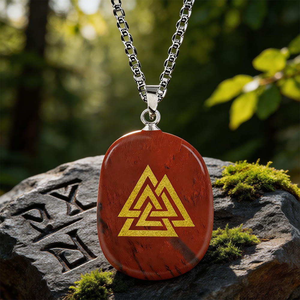 Valknut Strength Sigil Crystal Necklace