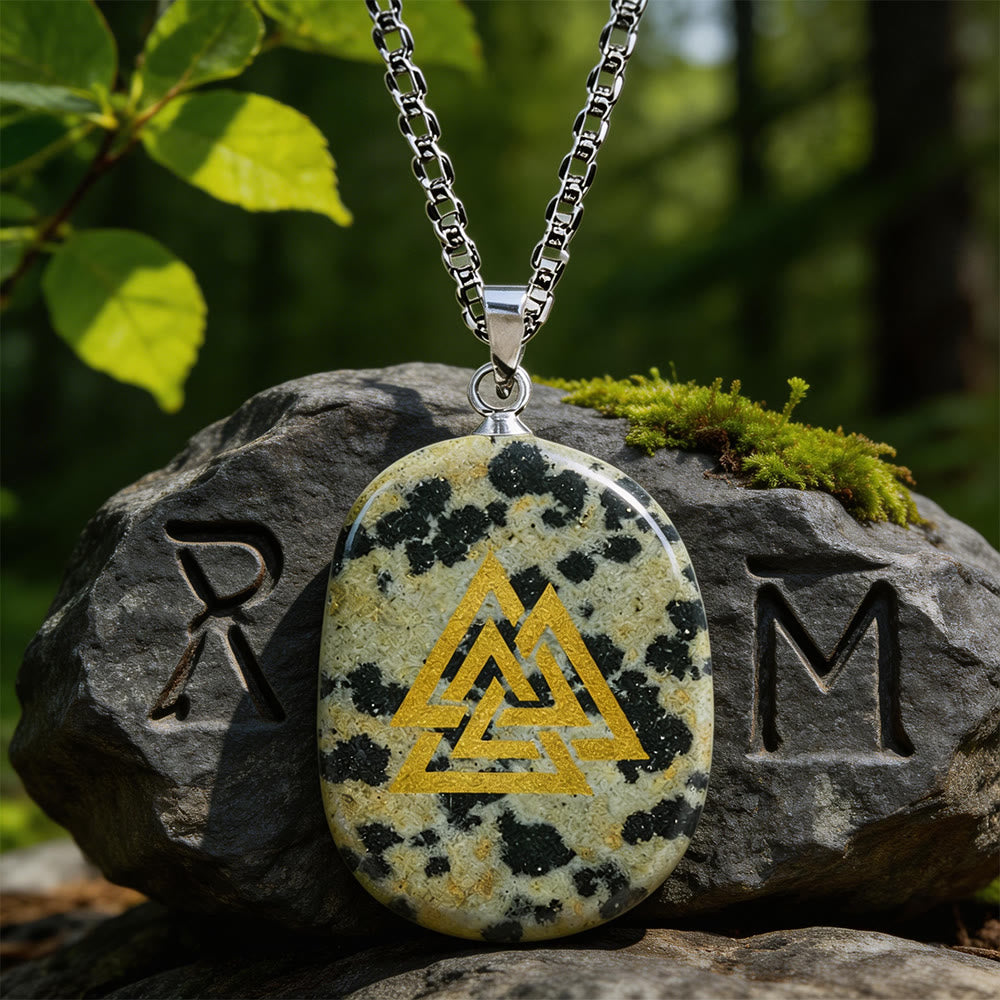 Valknut Strength Sigil Crystal Necklace