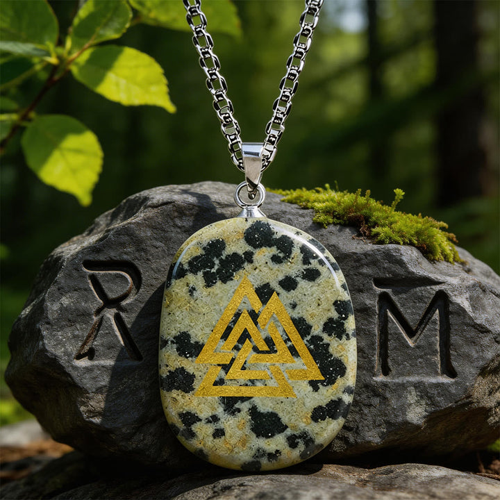 Valknut Strength Sigil Crystal Necklace
