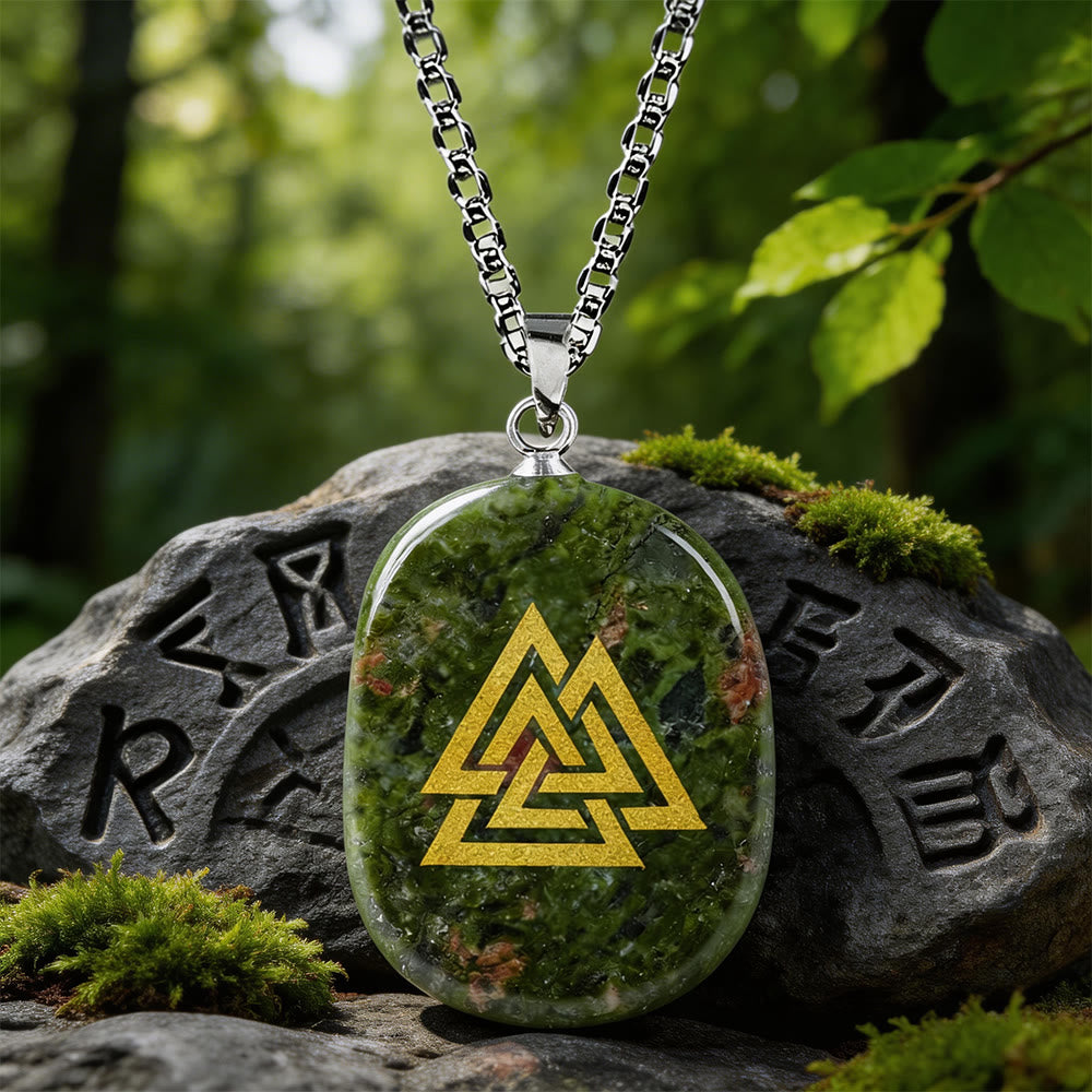 Valknut Strength Sigil Crystal Necklace