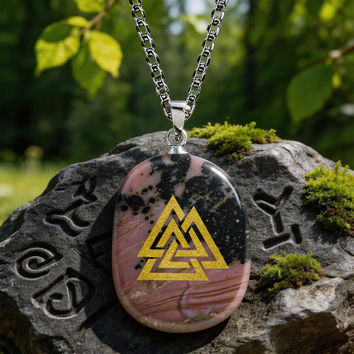 Valknut Strength Sigil Crystal Necklace