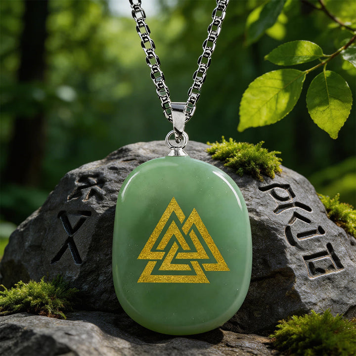 Valknut Strength Sigil Crystal Necklace