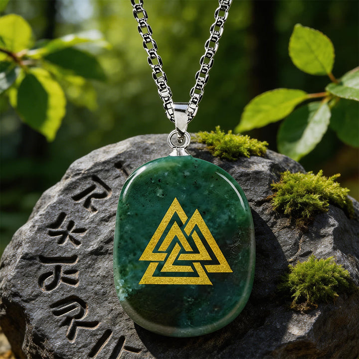 Valknut Strength Sigil Crystal Necklace