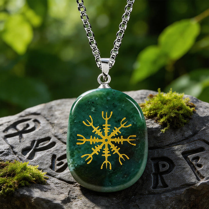 Norse Helm of Awe Courage Crystal Necklace