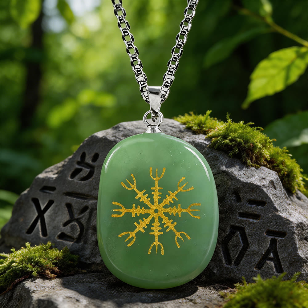 Norse Helm of Awe Courage Crystal Necklace