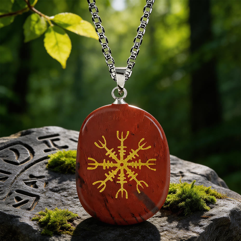 Norse Helm of Awe Courage Crystal Necklace
