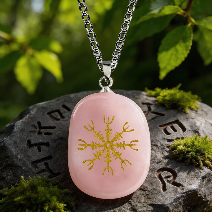 Norse Helm of Awe Courage Crystal Necklace