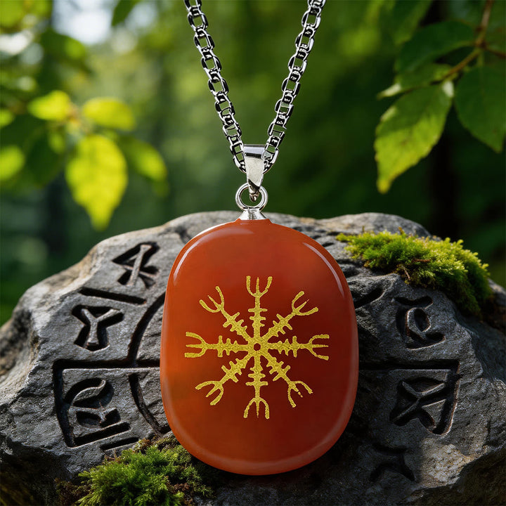 Norse Helm of Awe Courage Crystal Necklace