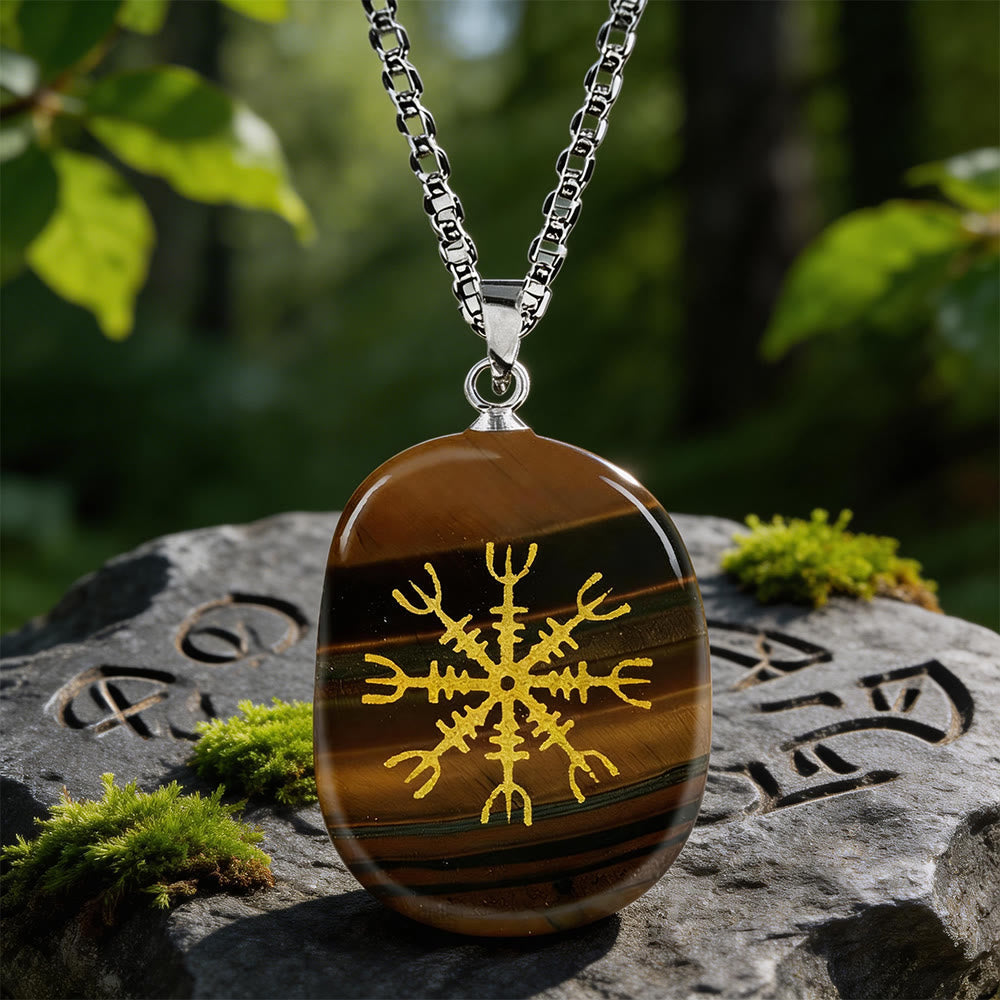 Norse Helm of Awe Courage Crystal Necklace