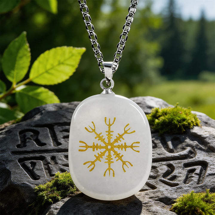 Norse Helm of Awe Courage Crystal Necklace