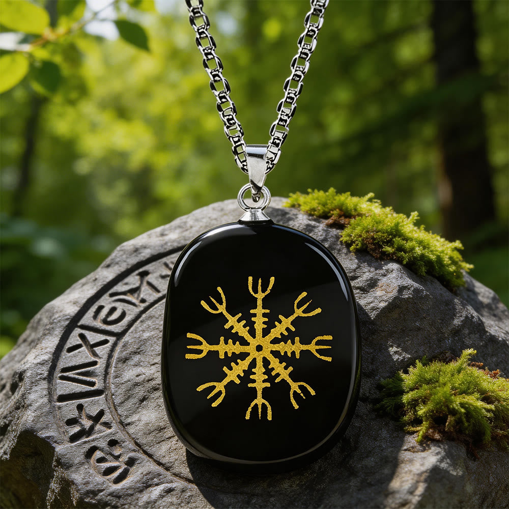 Norse Helm of Awe Courage Crystal Necklace