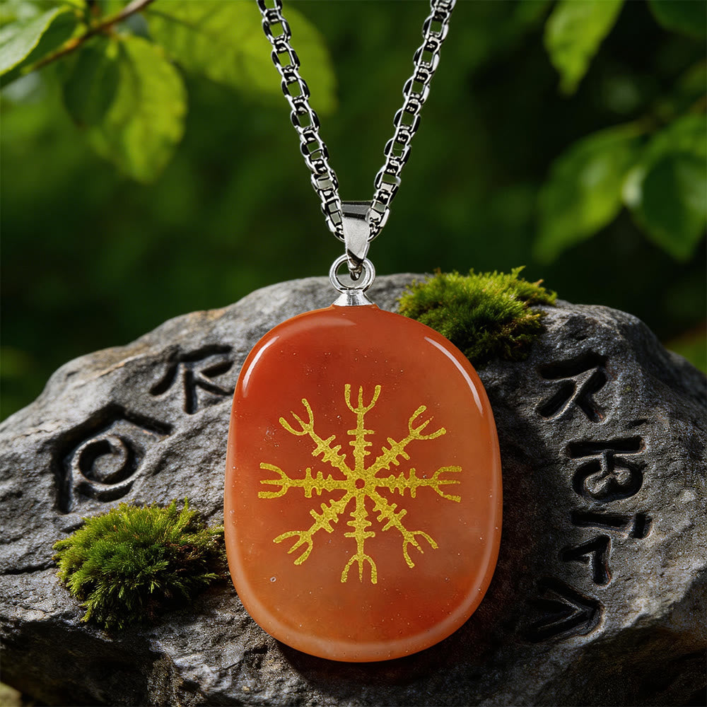 Norse Helm of Awe Courage Crystal Necklace