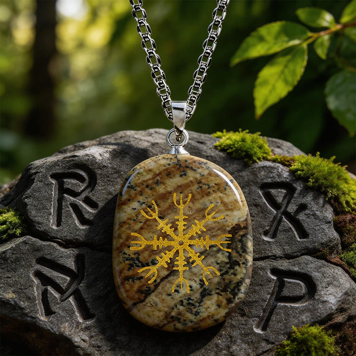 Norse Helm of Awe Courage Crystal Necklace