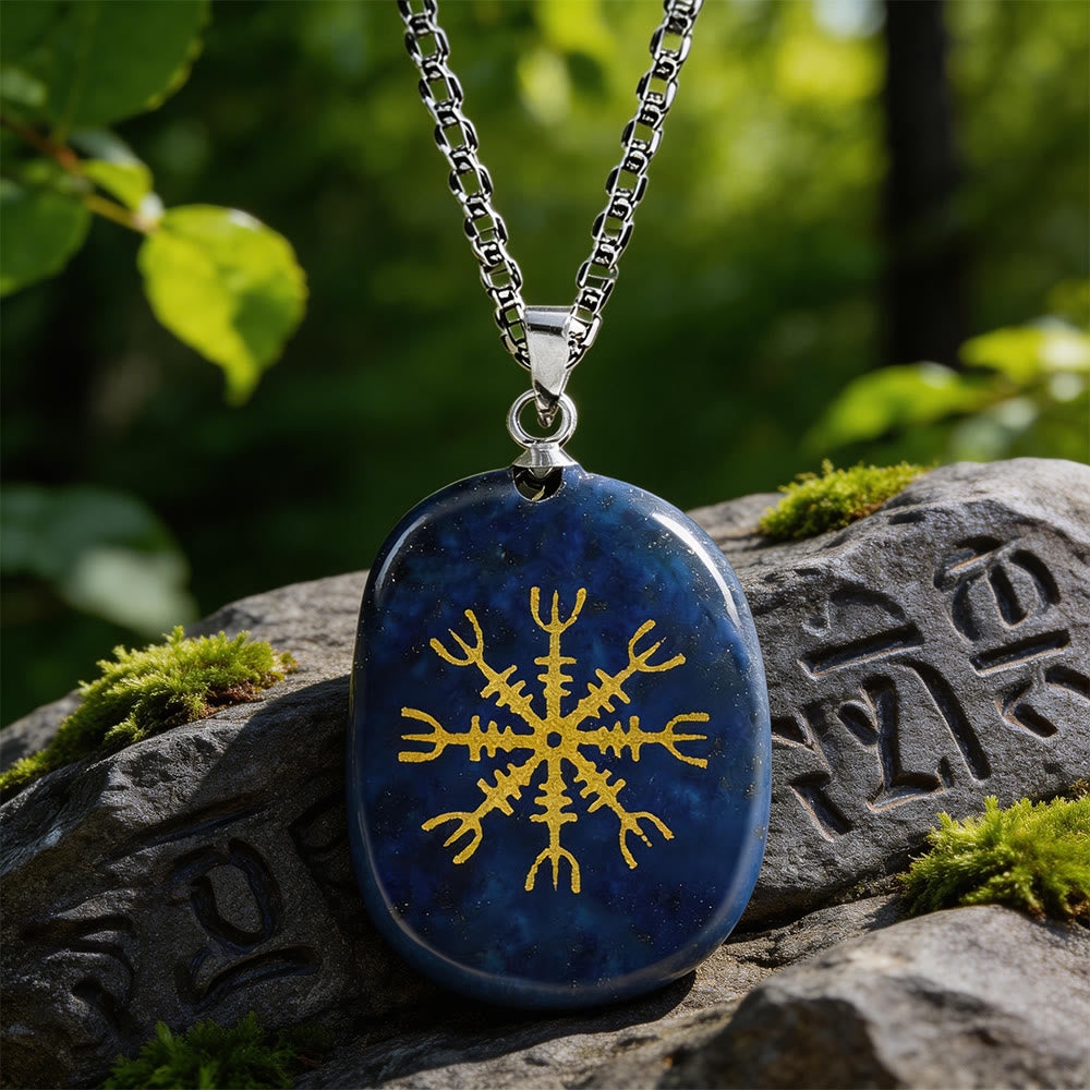 Norse Helm of Awe Courage Crystal Necklace
