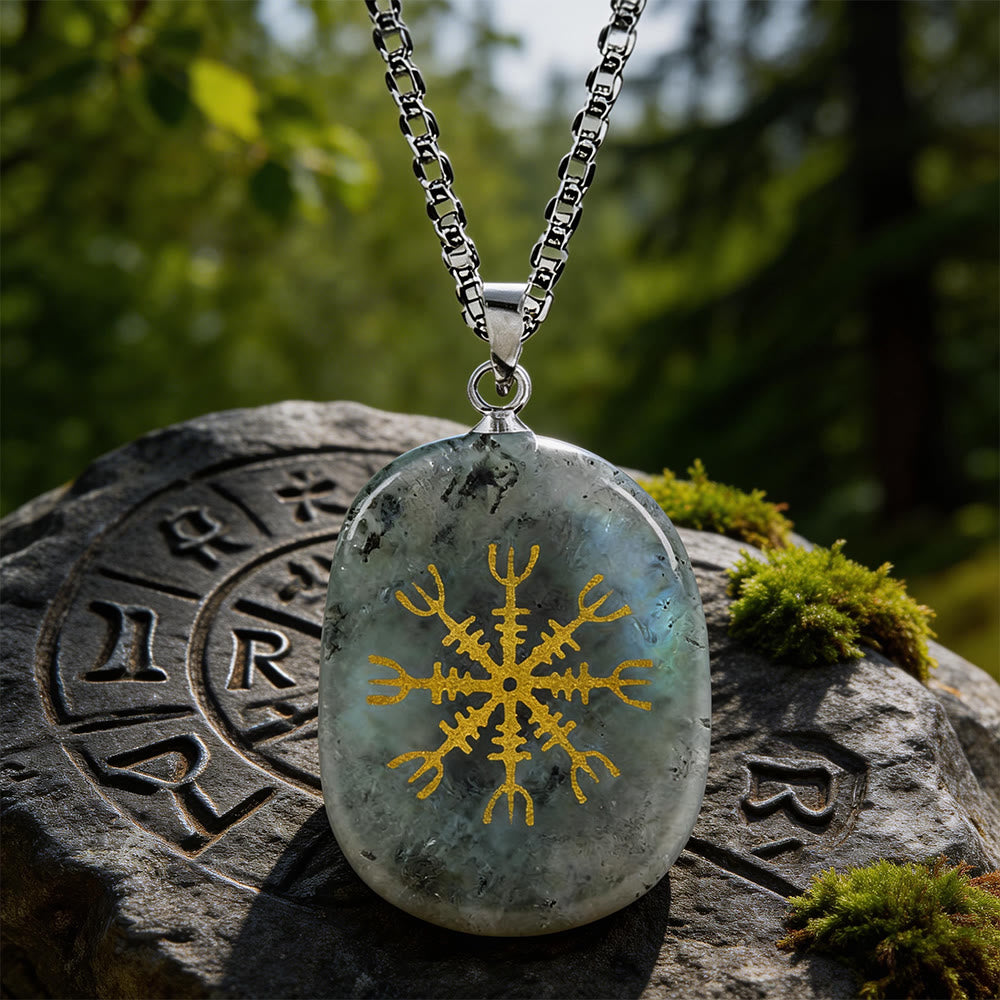 Norse Helm of Awe Courage Crystal Necklace
