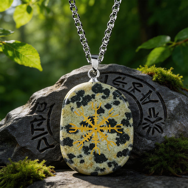 Norse Helm of Awe Courage Crystal Necklace