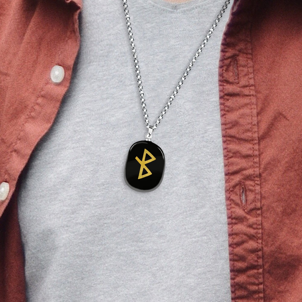 Viking Healing Bind Rune Vitality Crystal Necklace