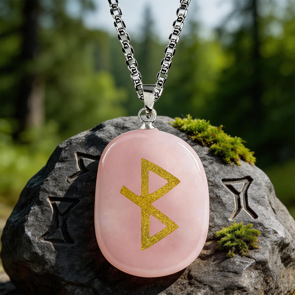 Viking Healing Bind Rune Vitality Crystal Necklace