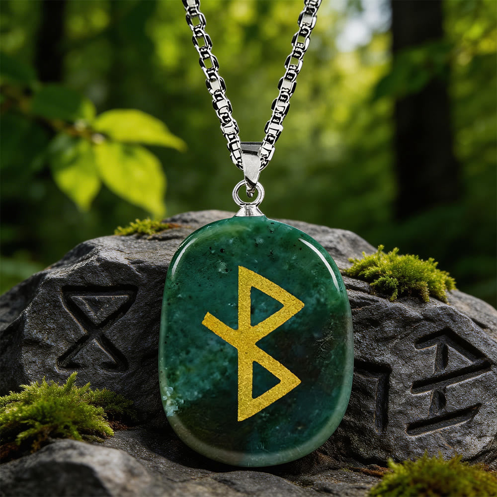 Viking Healing Bind Rune Vitality Crystal Necklace