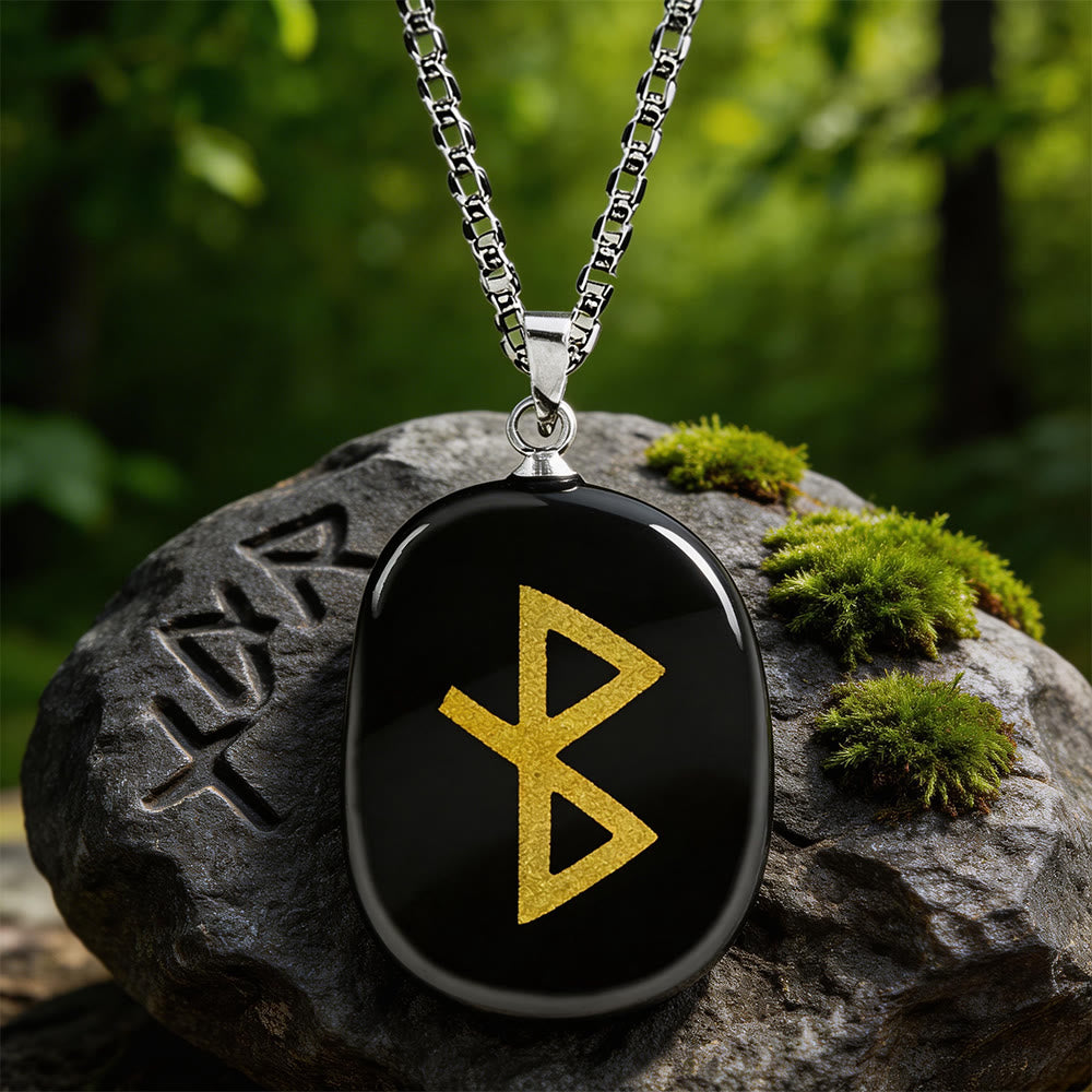 Viking Healing Bind Rune Vitality Crystal Necklace