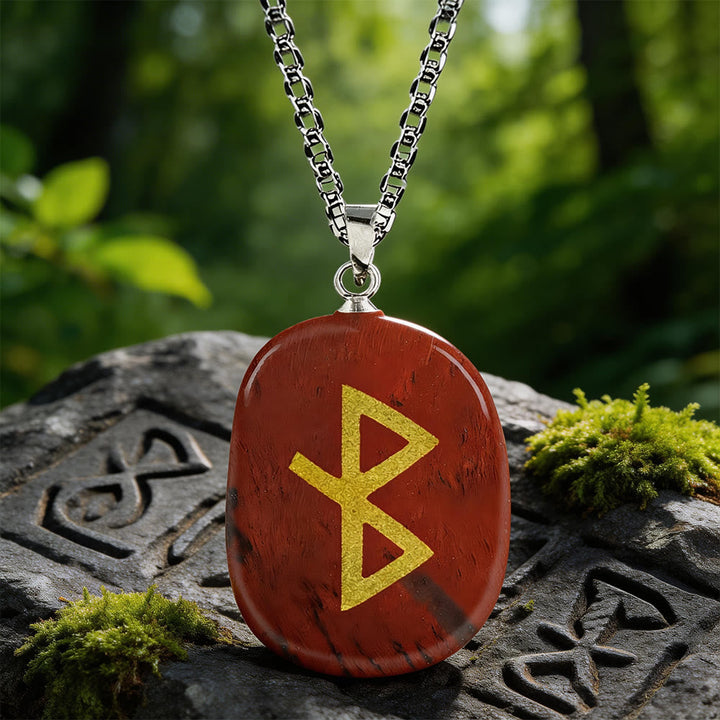 Viking Healing Bind Rune Vitality Crystal Necklace
