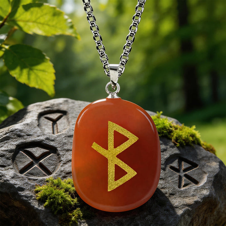 Viking Healing Bind Rune Vitality Crystal Necklace