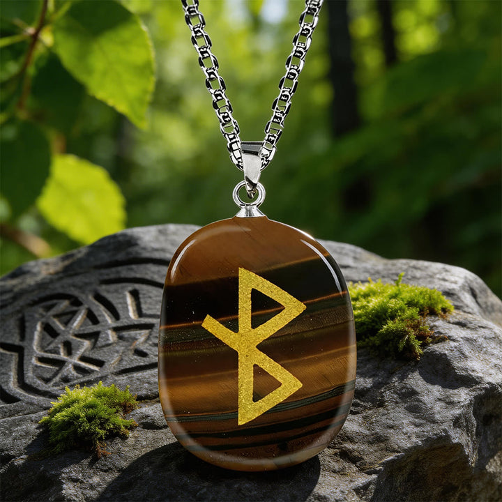 Viking Healing Bind Rune Vitality Crystal Necklace