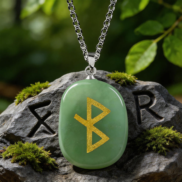 Viking Healing Bind Rune Vitality Crystal Necklace