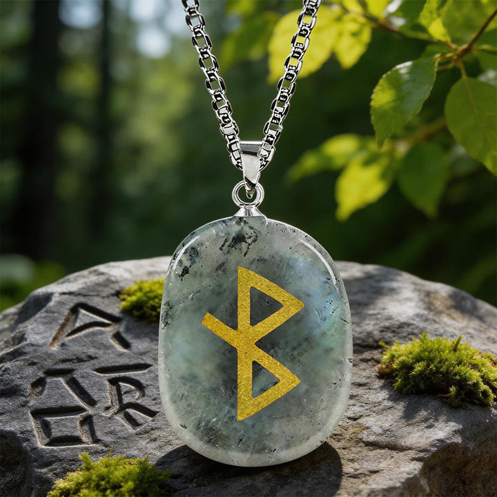 Viking Healing Bind Rune Vitality Crystal Necklace