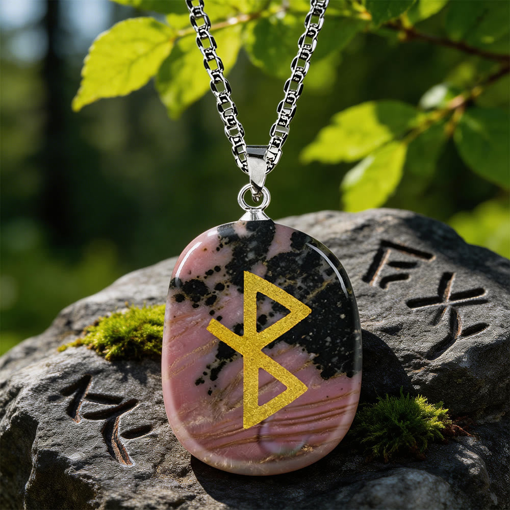 Viking Healing Bind Rune Vitality Crystal Necklace