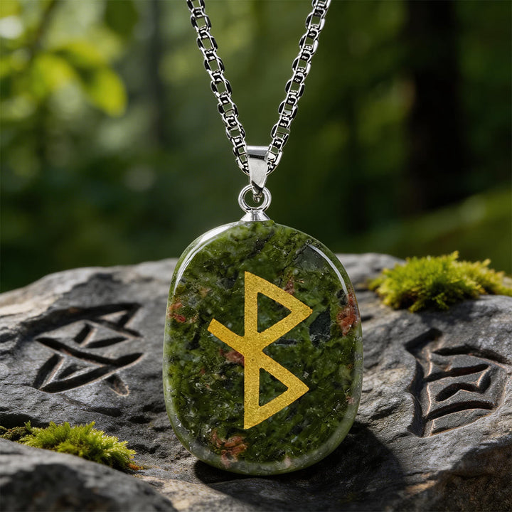 Viking Healing Bind Rune Vitality Crystal Necklace