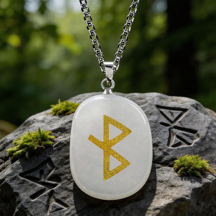 Viking Healing Bind Rune Vitality Crystal Necklace