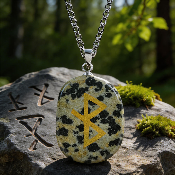 Viking Healing Bind Rune Vitality Crystal Necklace