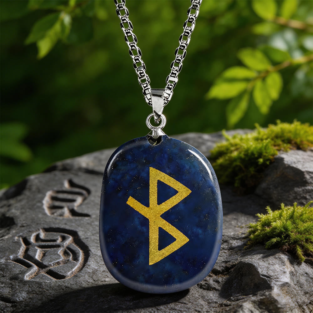 Viking Healing Bind Rune Vitality Crystal Necklace