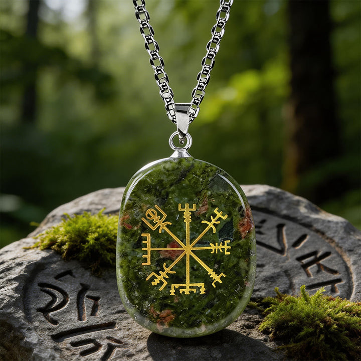 Vegvisir Runic Compass Guidance Crystal Necklace