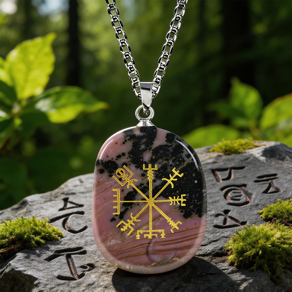 Vegvisir Runic Compass Guidance Crystal Necklace