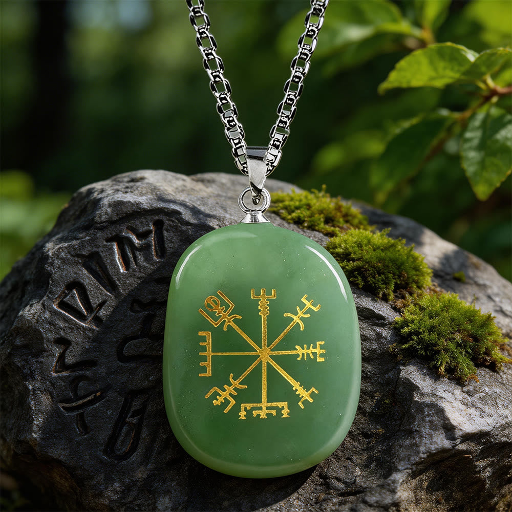Vegvisir Runic Compass Guidance Crystal Necklace