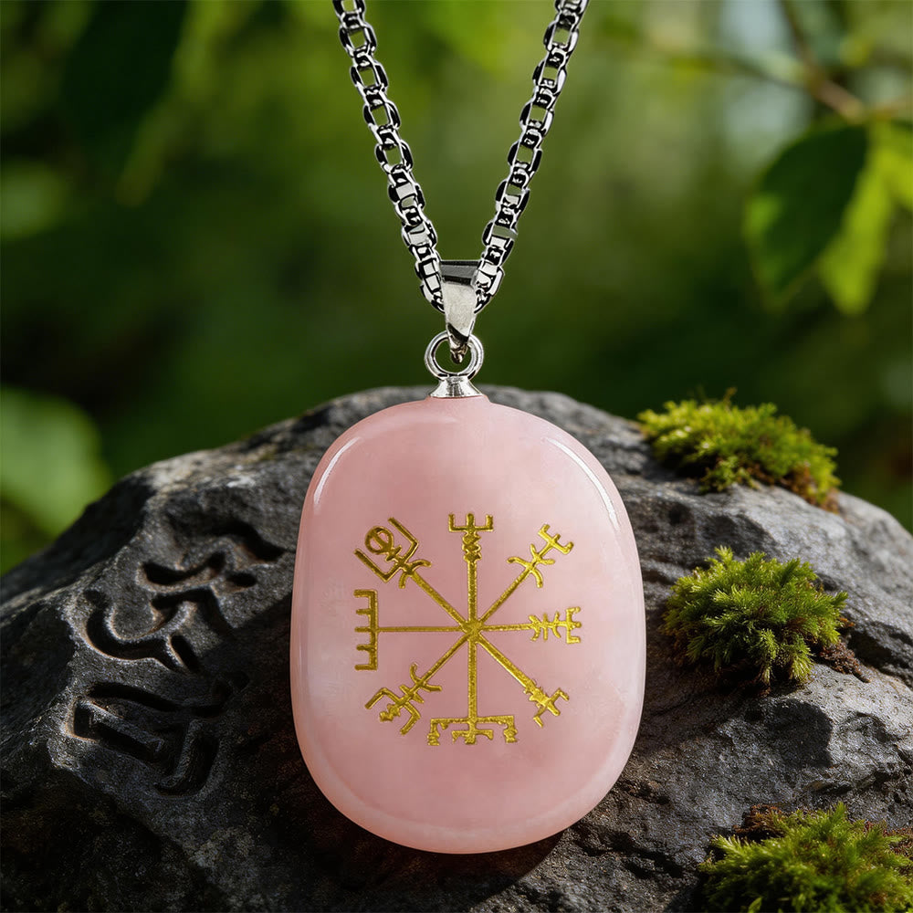 Vegvisir Runic Compass Guidance Crystal Necklace