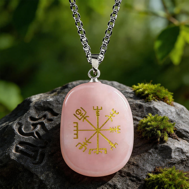 Vegvisir Runic Compass Guidance Crystal Necklace