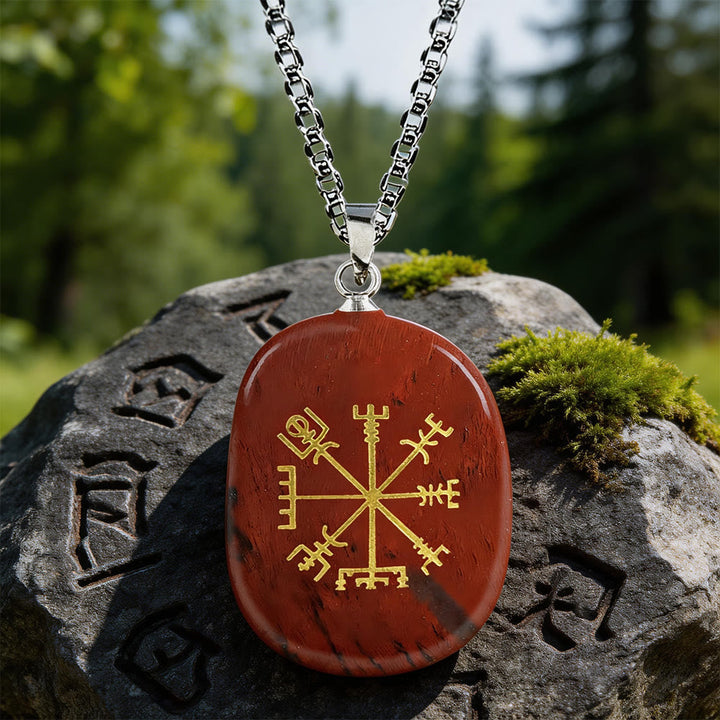Vegvisir Runic Compass Guidance Crystal Necklace