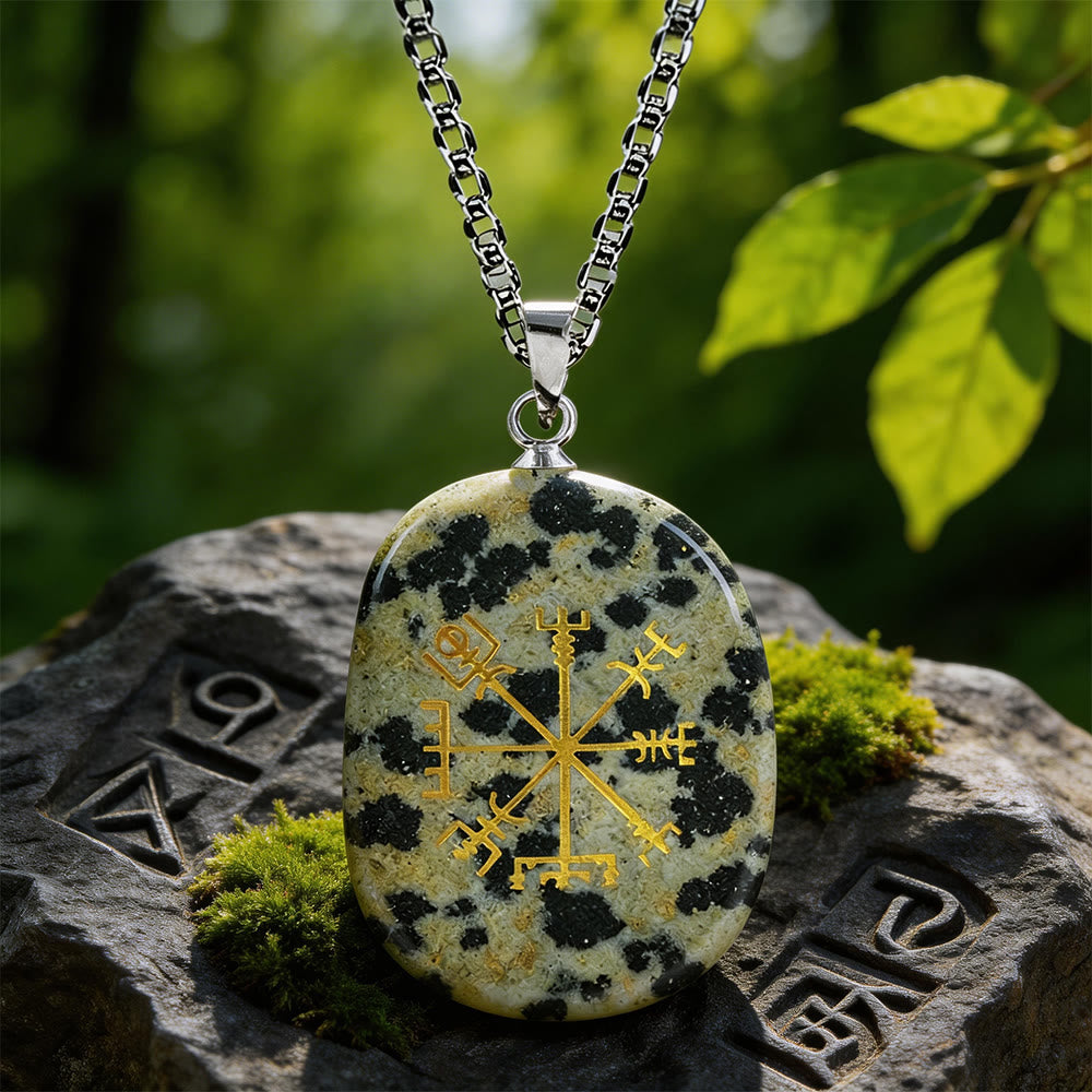 Vegvisir Runic Compass Guidance Crystal Necklace